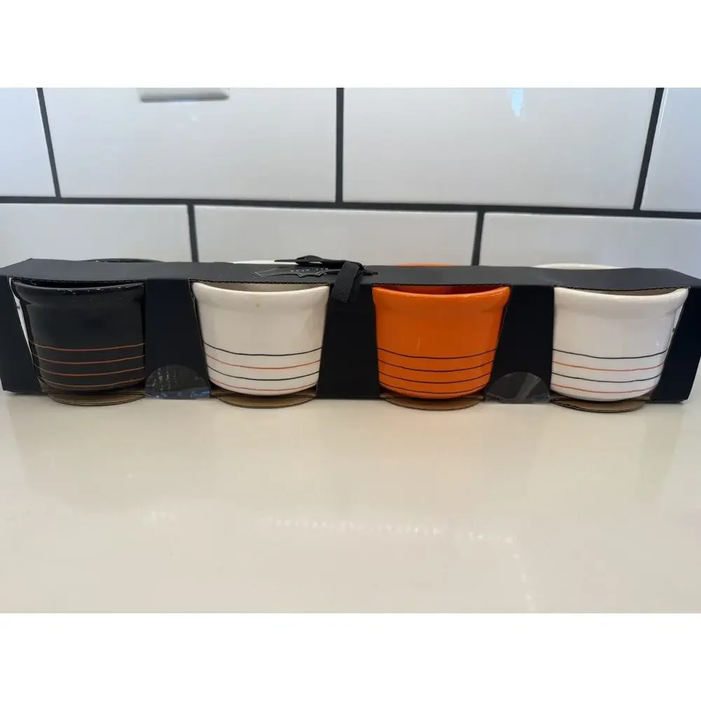 RAE DUNN Set of 4 Halloween Ceramic Ramekins - TOXIC, BEWARE, POISON, EEK! NEW!!